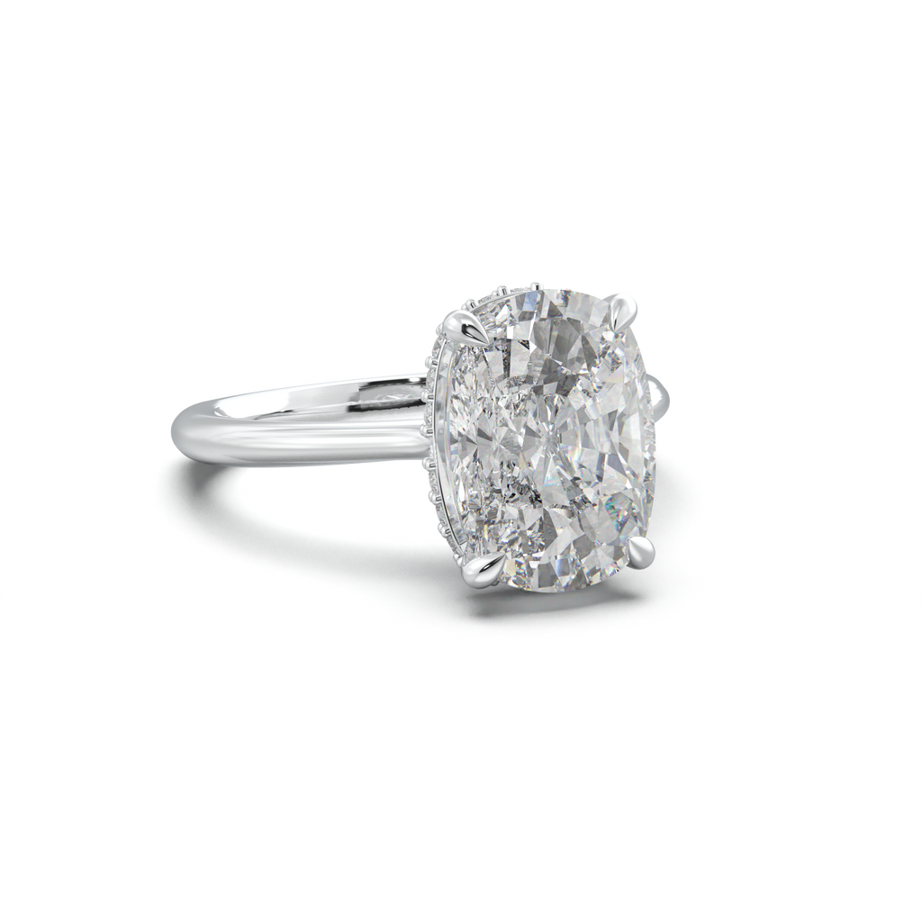 Cushion Hidden Halo Engagement Ring