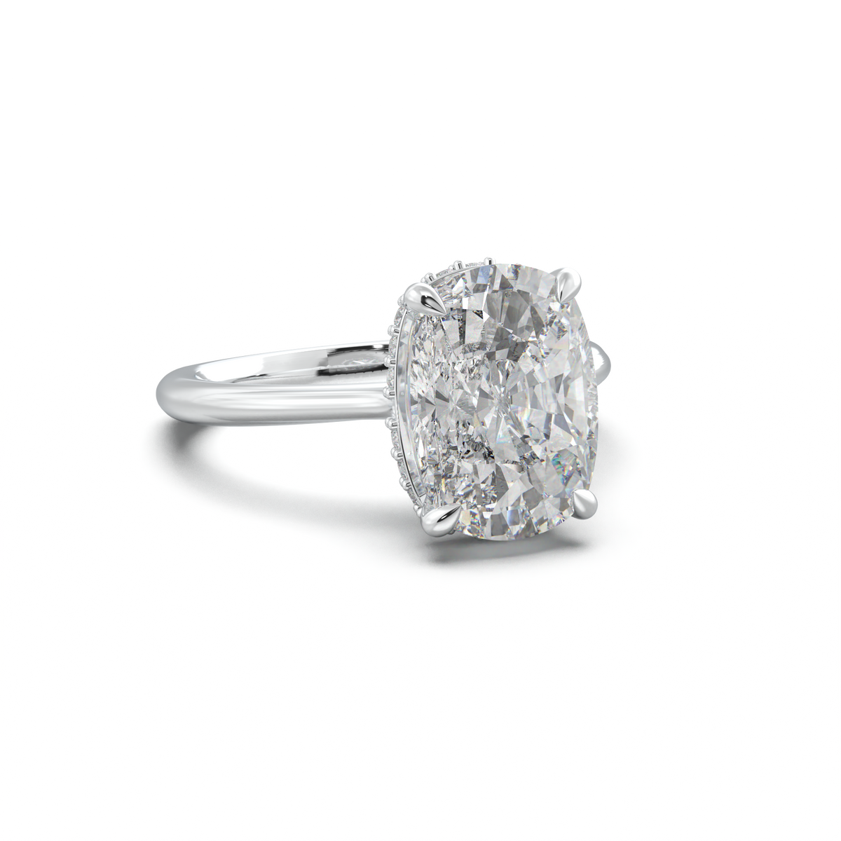 Cushion Hidden Halo Engagement Ring