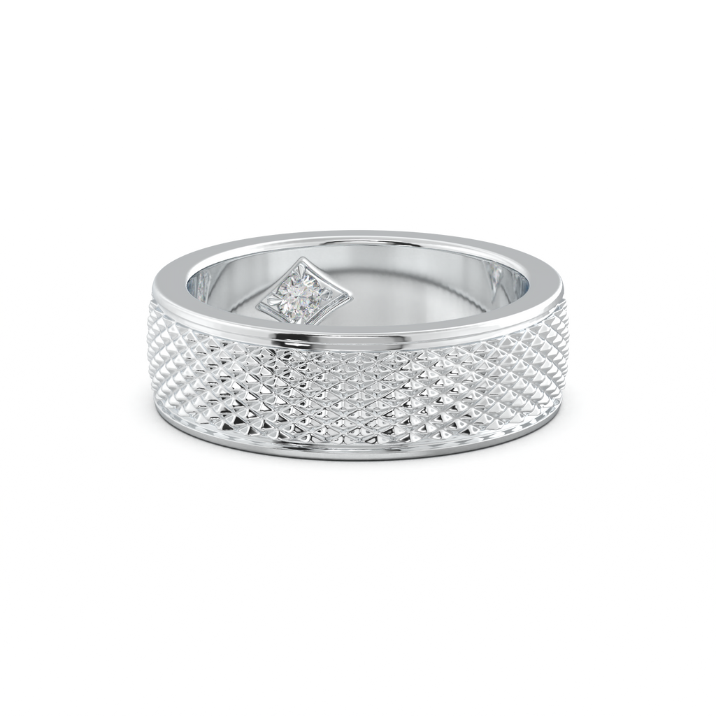 Diamond-Cut Textured Men's Wedding Band