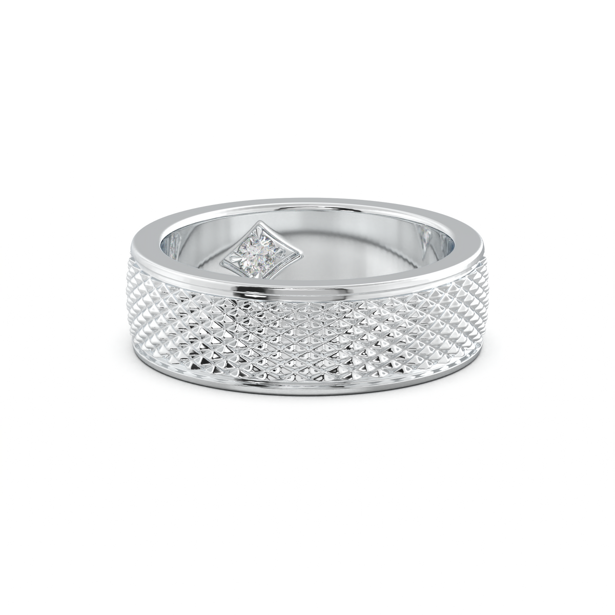 Diamond-Cut Textured Men's Wedding Band
