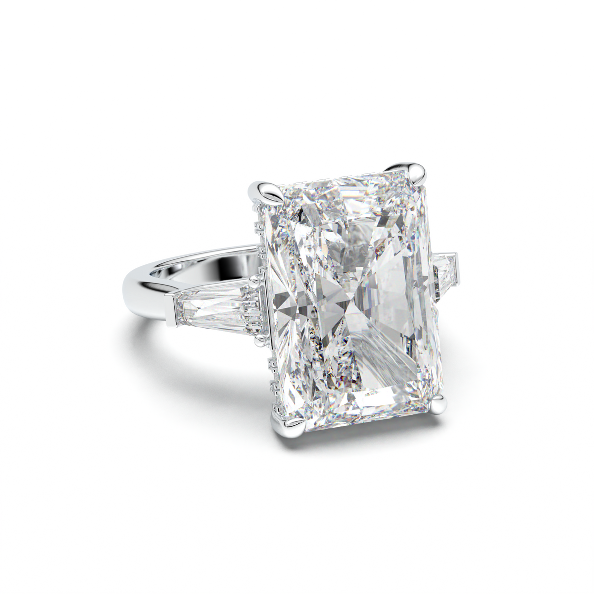 Radiant Baguette Hidden Halo Engagement Ring