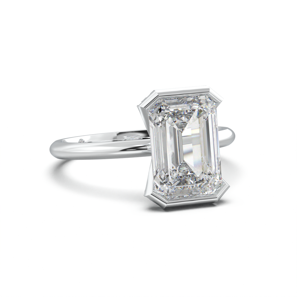 Emerald Hidden Halo Engagement Ring