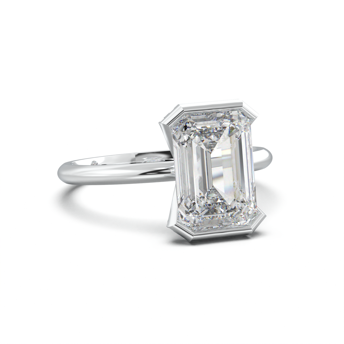 Emerald Hidden Halo Engagement Ring