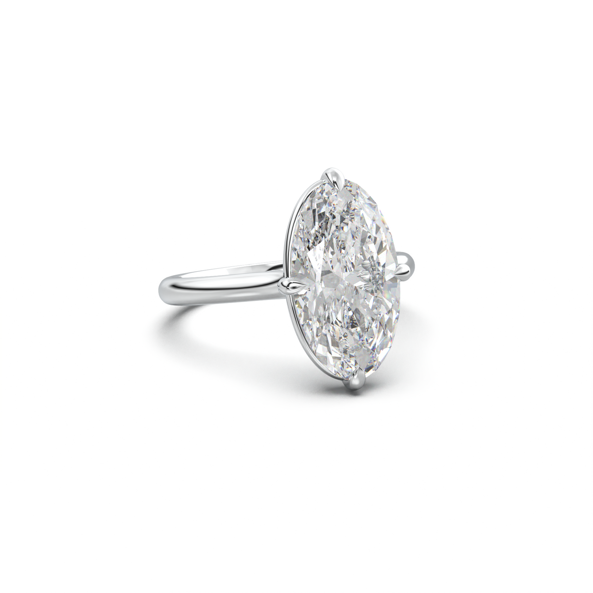 Elongated Moval Solitaire Engagement Ring