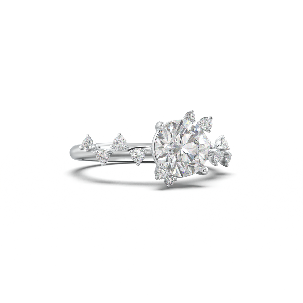 Round Botanical Accent Engagement Ring