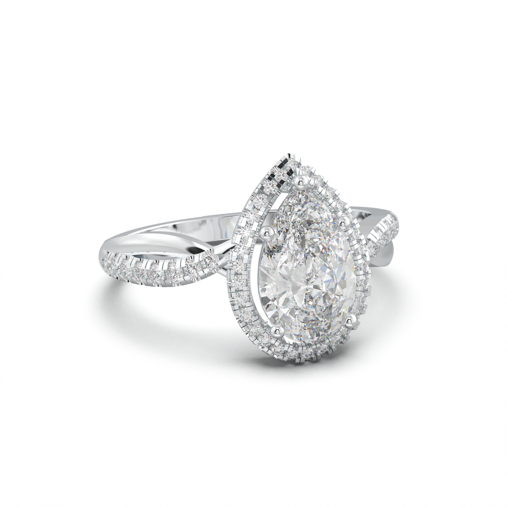 Pear Halo Twisted Pavé Engagement Ring
