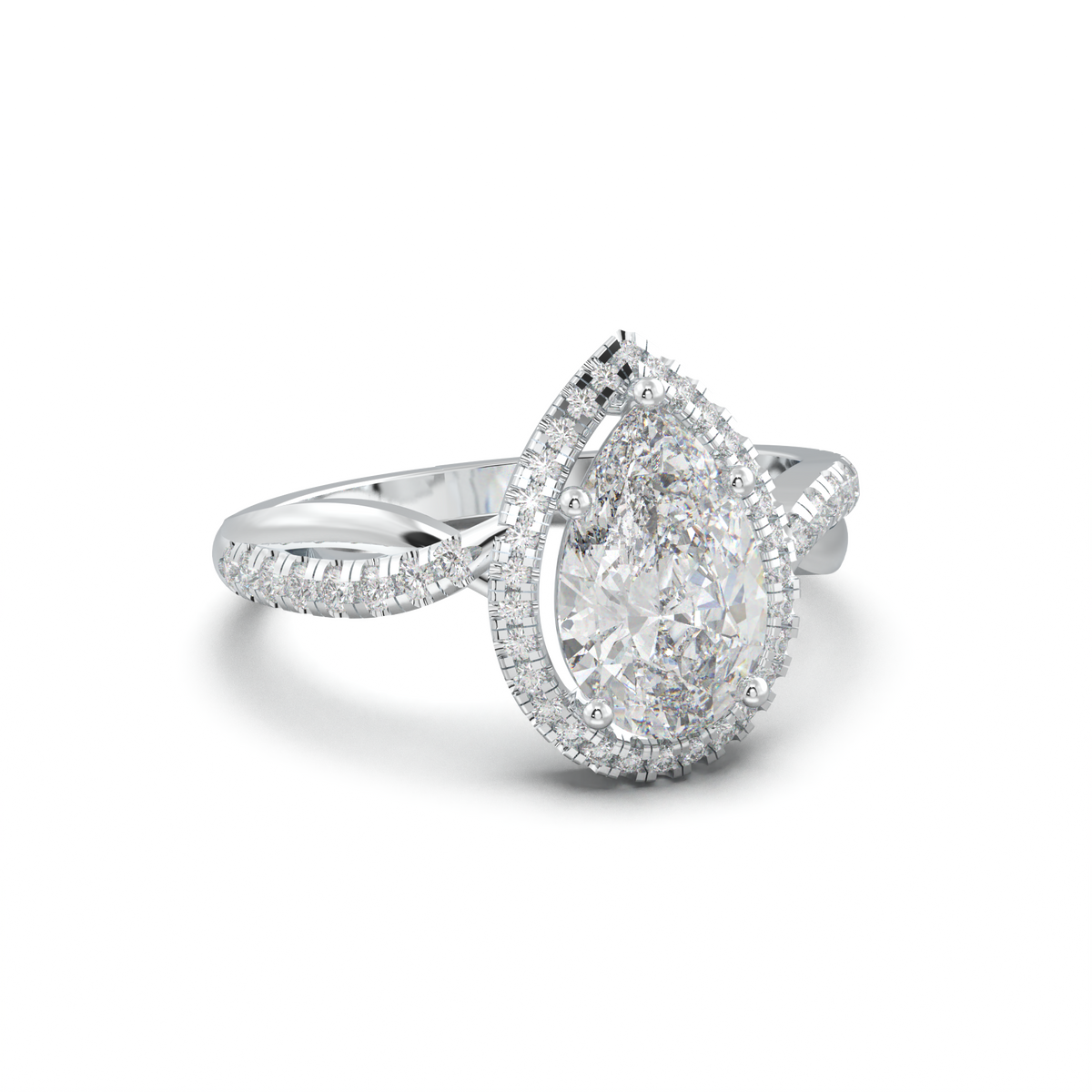 Pear Halo Twisted Pavé Engagement Ring