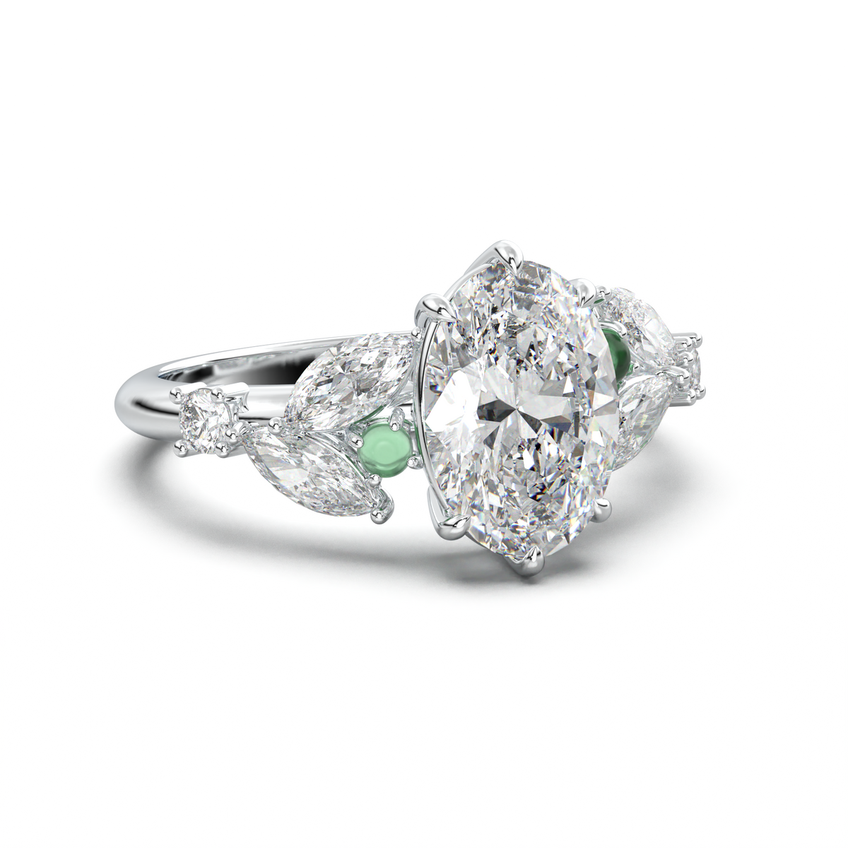Oval Marquise-Accent Engagement Ring
