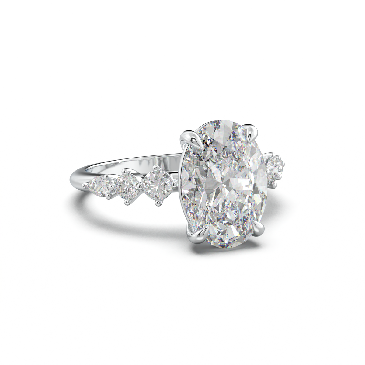 Oval Pear-Accent Engagement Ring
