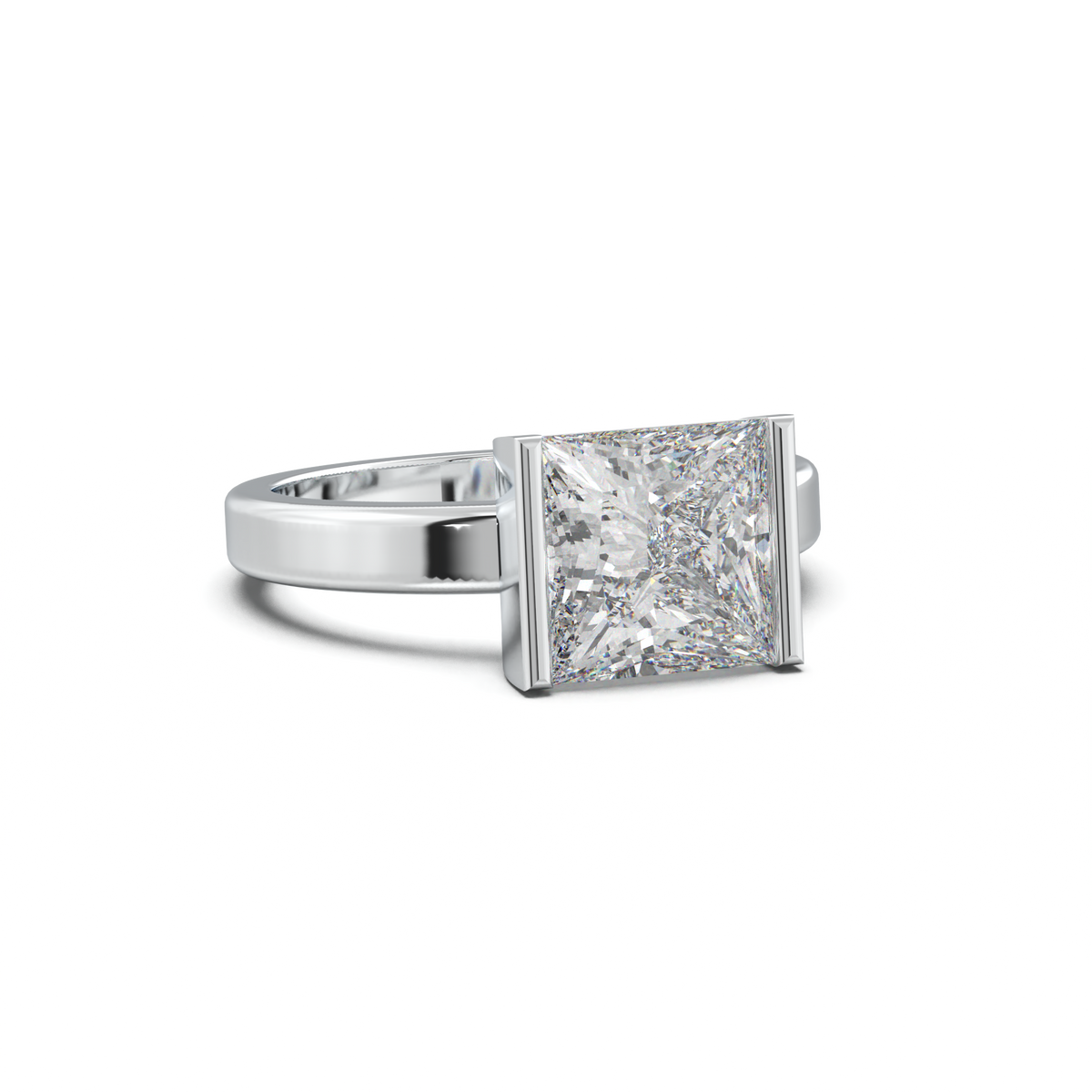 Princess Half-Bezel Engagement Ring
