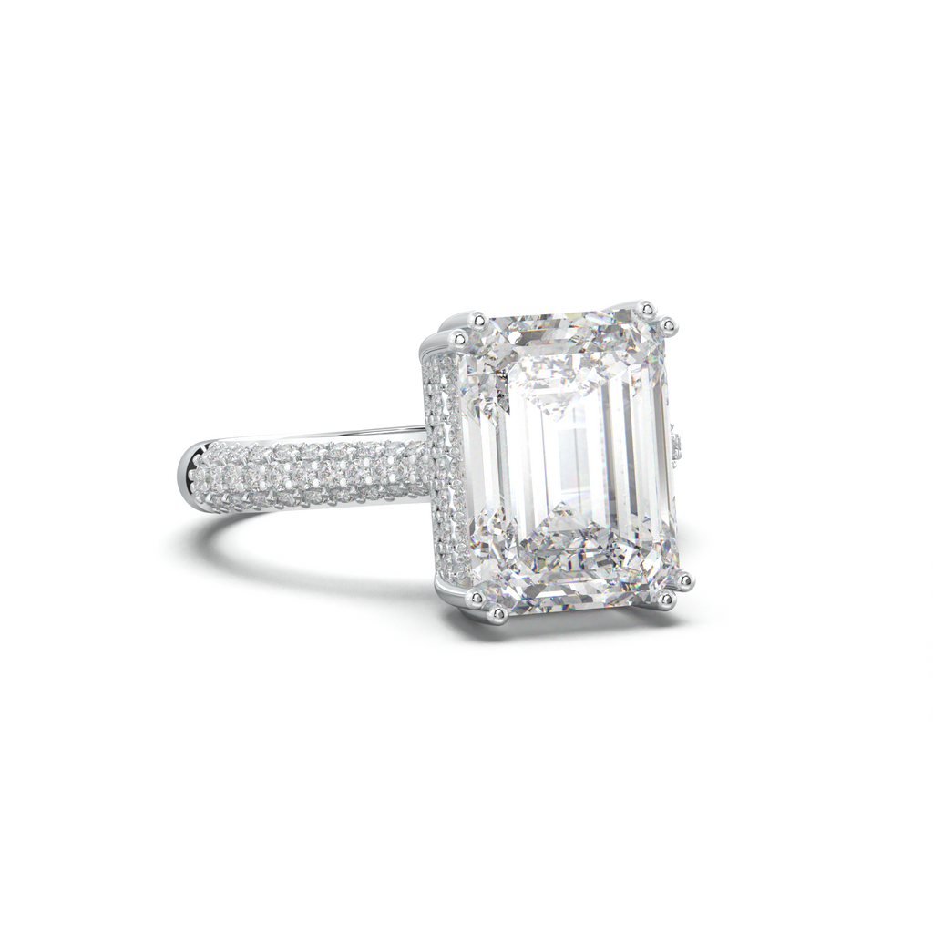 Emerald Double Pavé Engagement Ring