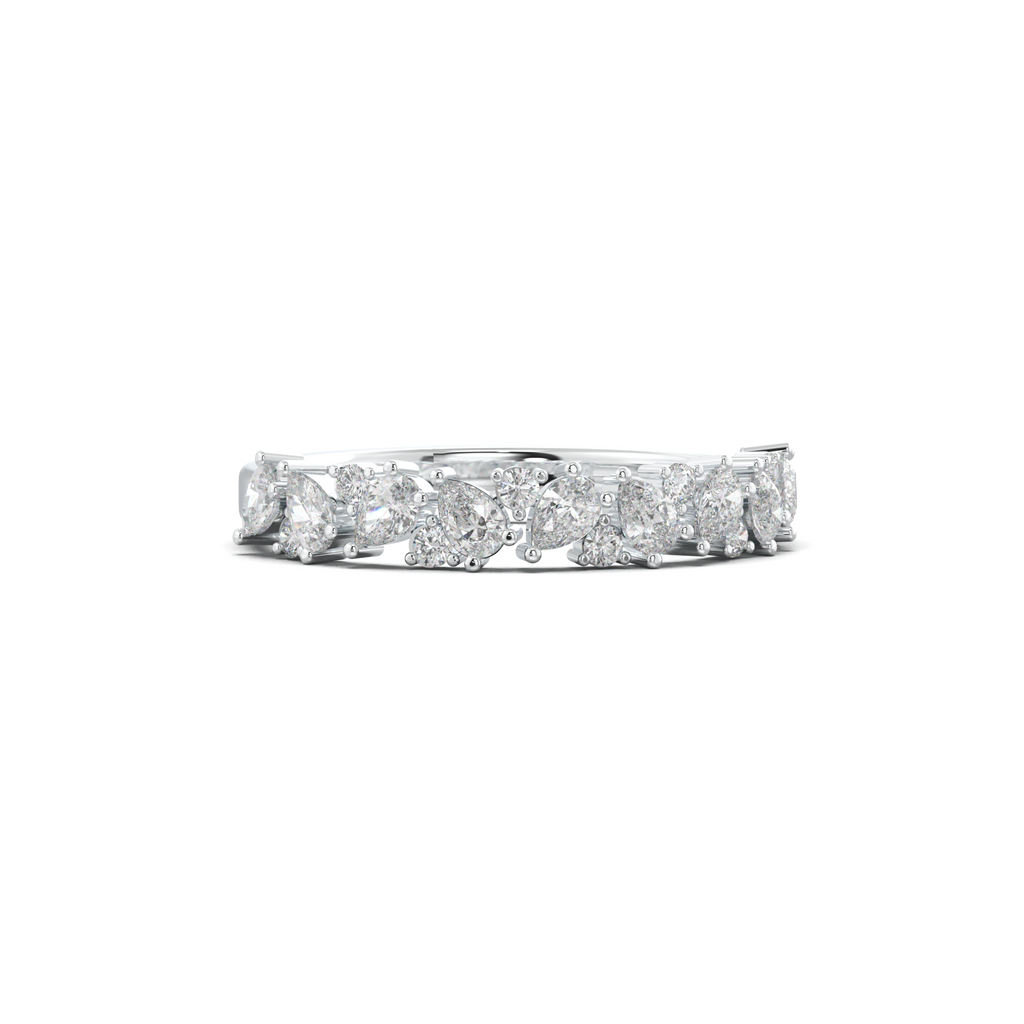 Alternating Pear & Round Half-Eternity Wedding Band