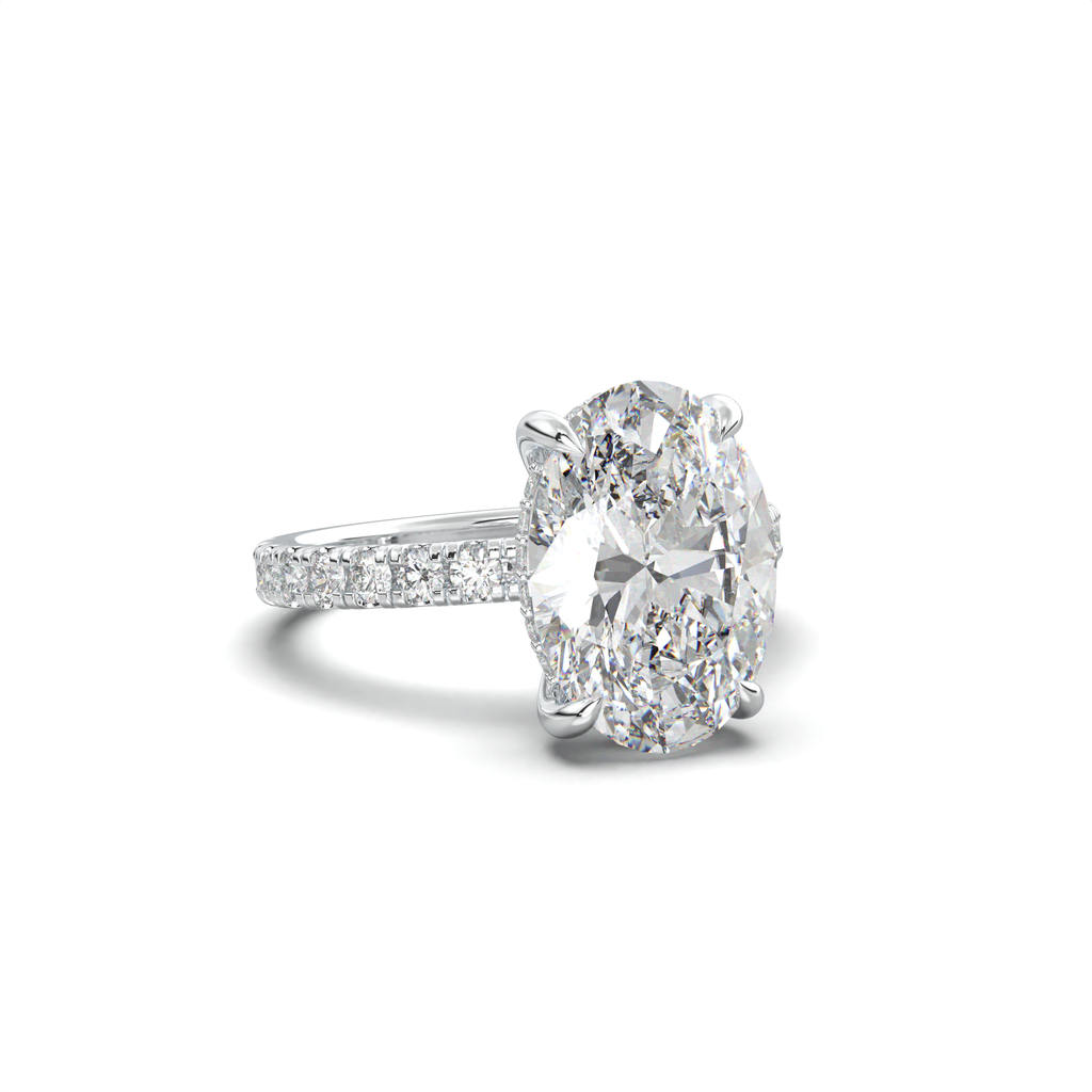Oval Pavé Hidden Halo Engagement Ring