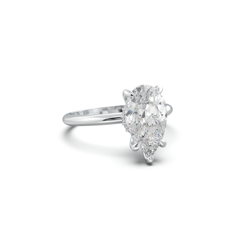 Pear Hidden Halo Engagement Ring