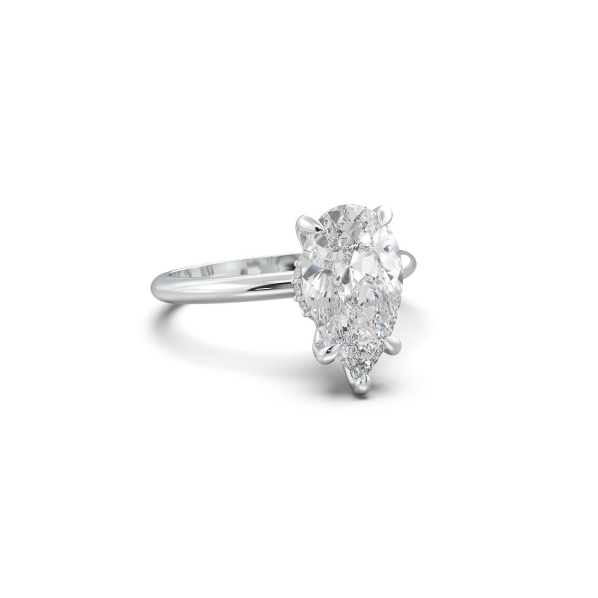Pear Hidden Halo Engagement Ring