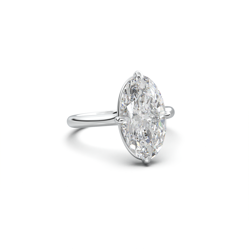 Elongated Moval Solitaire Engagement Ring