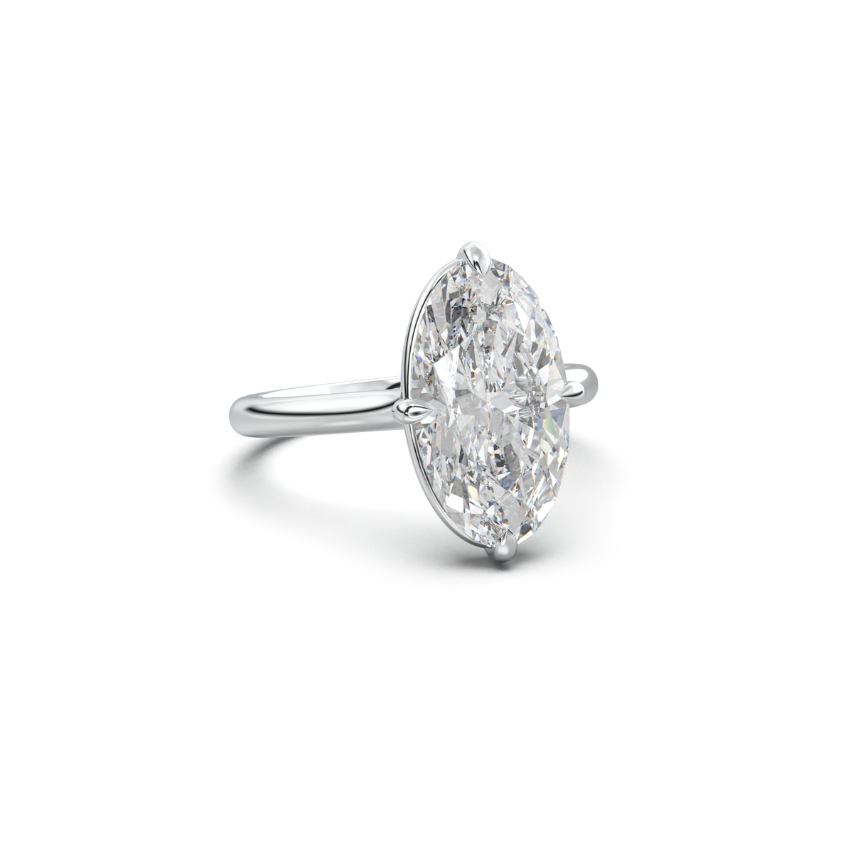 Elongated Moval Solitaire Engagement Ring