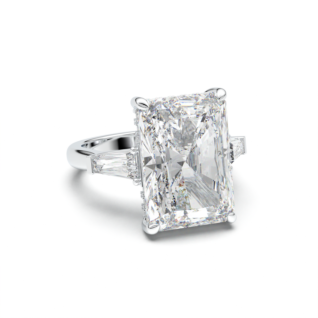 Radiant Baguette Hidden Halo Engagement Ring