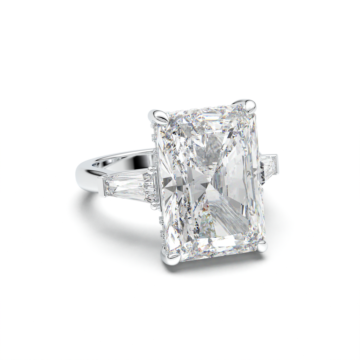 Radiant Baguette Hidden Halo Engagement Ring