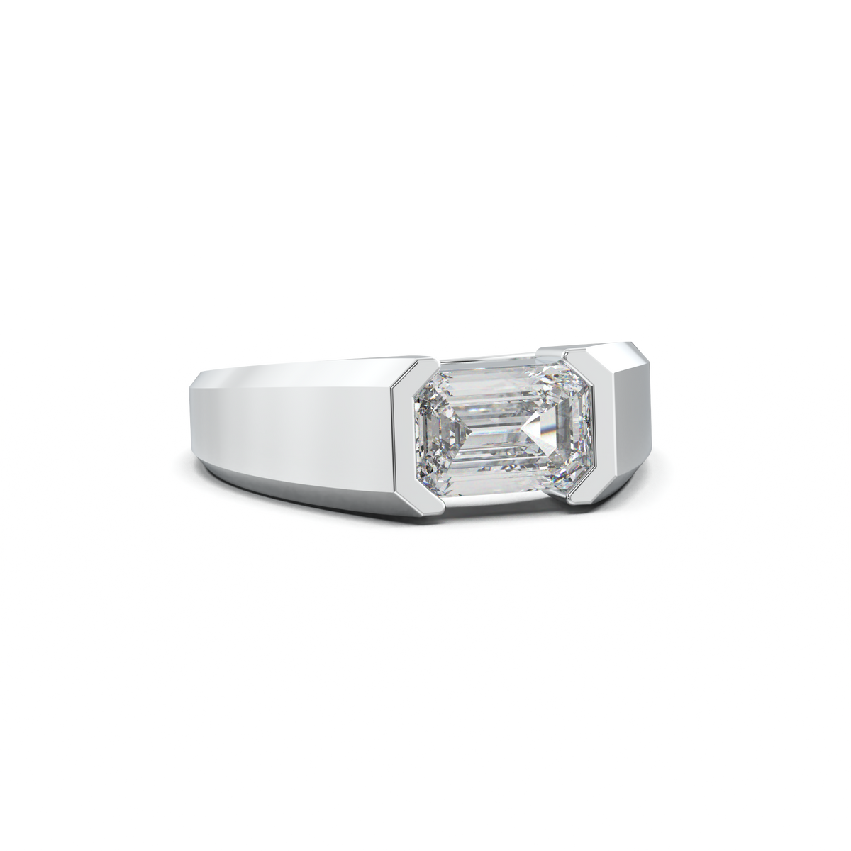 East-West Emerald Men's Ring
