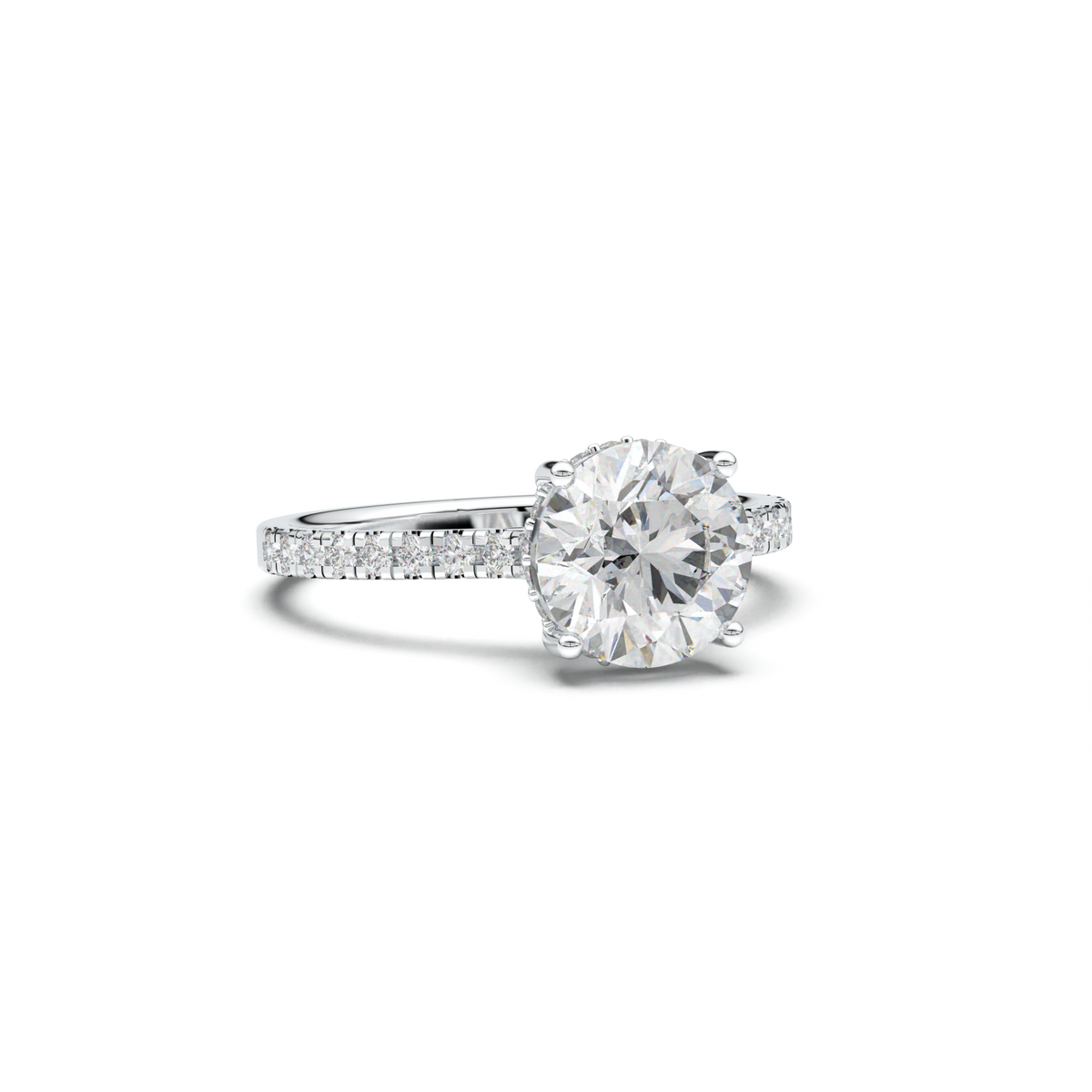 Round Pavé Engagement Ring