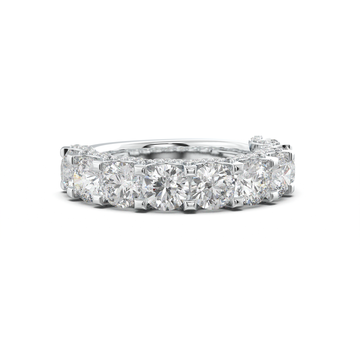Round Diamond Pavé-Edge Wedding Band