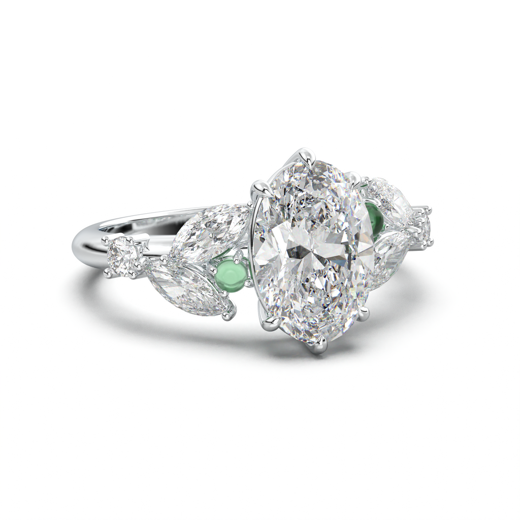 Oval Marquise-Accent Engagement Ring