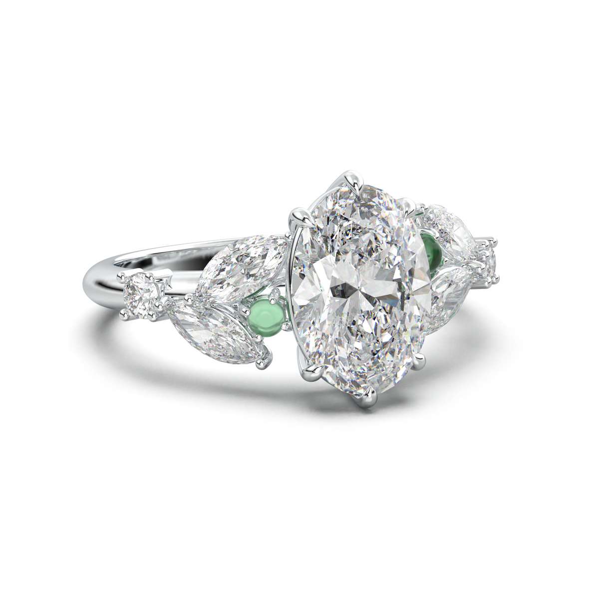 Oval Marquise-Accent Engagement Ring