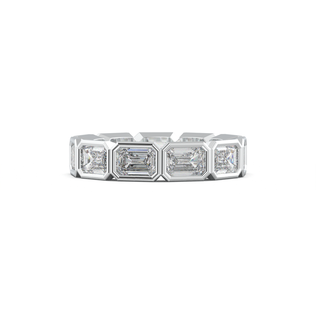 Emerald-Cut Bezel-Style Eternity Wedding Band