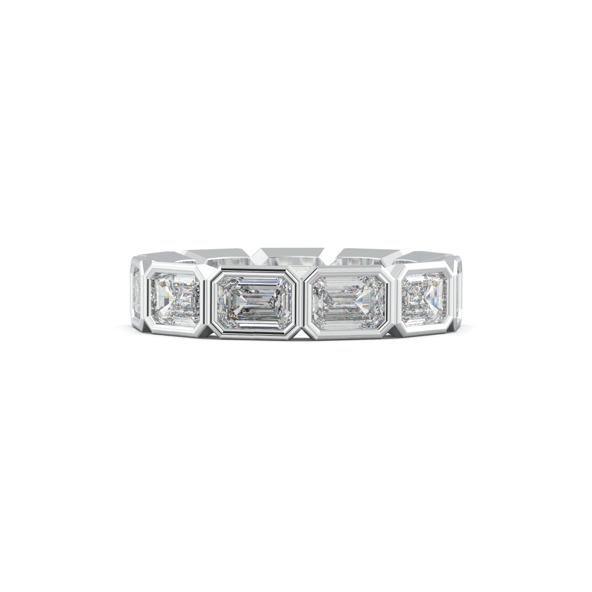 Emerald-Cut Bezel-Style Eternity Wedding Band