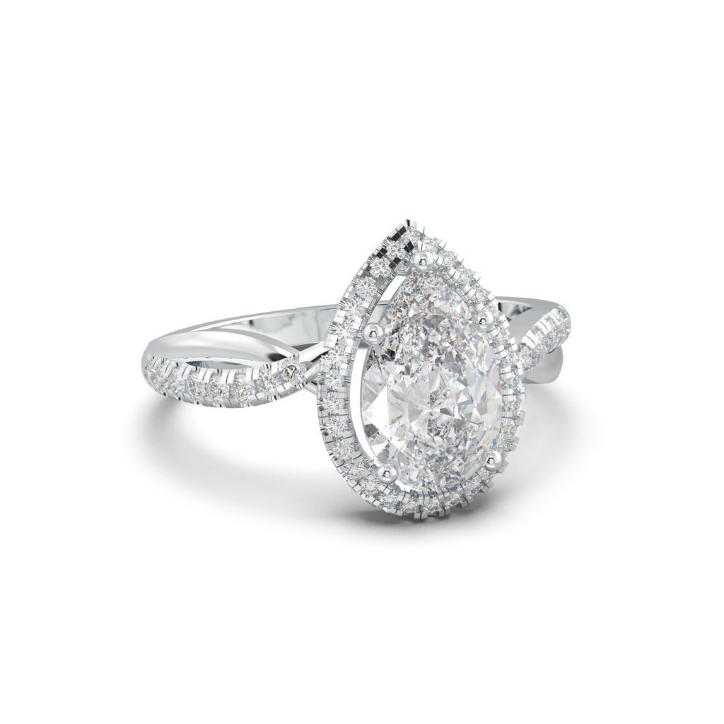 Pear Halo Twisted Pavé Engagement Ring