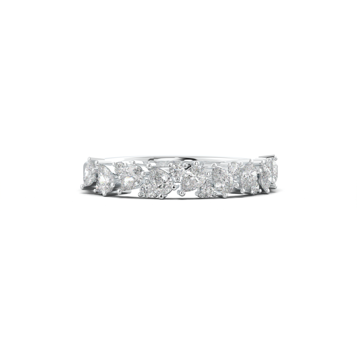 Alternating Pear & Round Half-Eternity Wedding Band