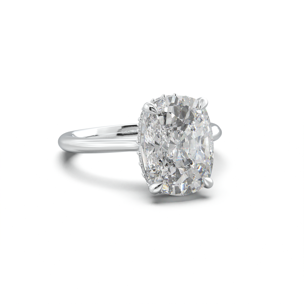 Cushion Hidden Halo Engagement Ring