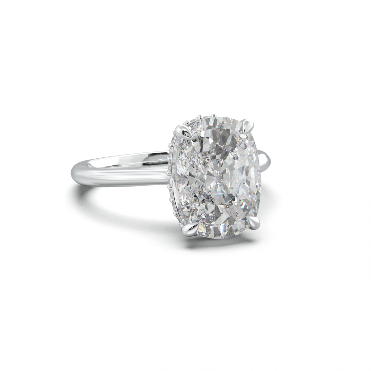 Cushion Hidden Halo Engagement Ring