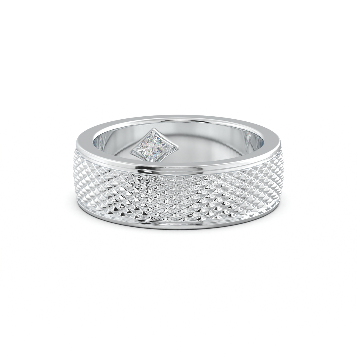 Diamond-Cut Textured Men's Wedding Band