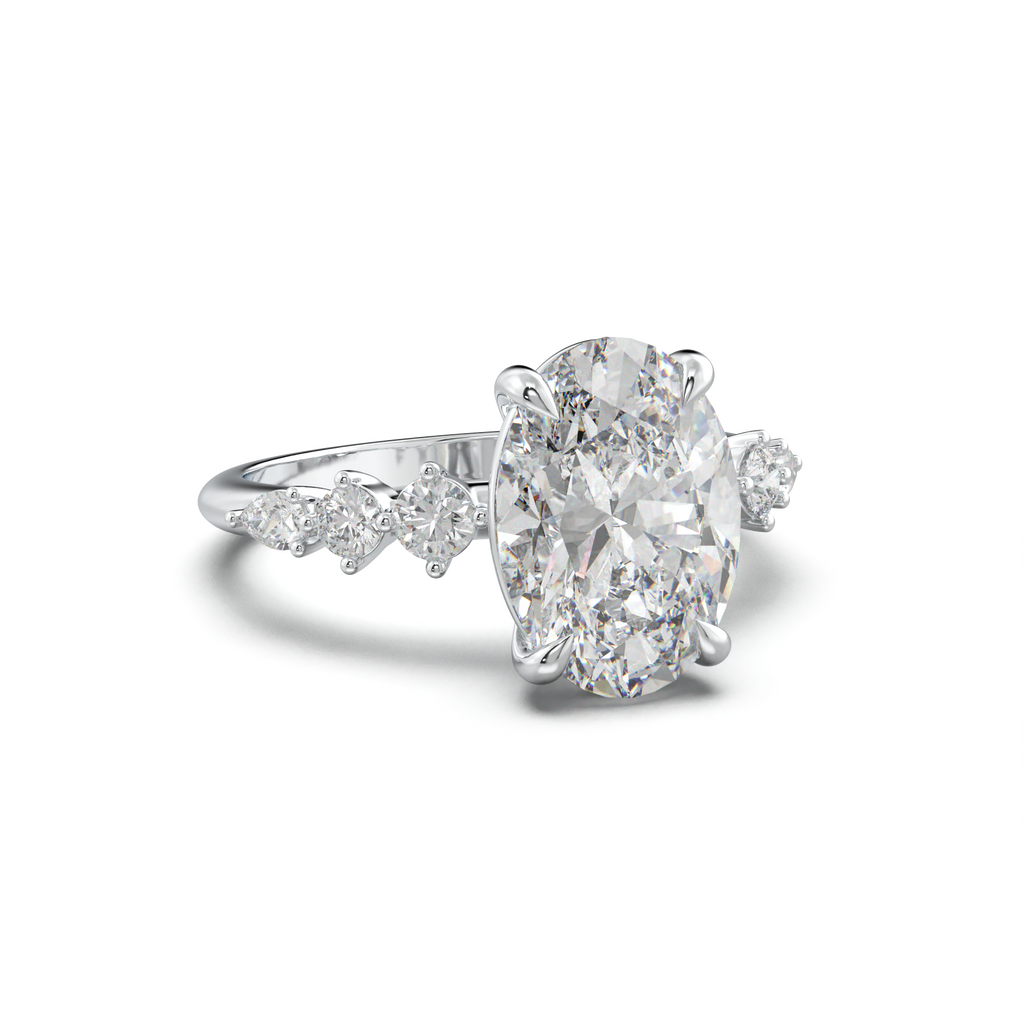 Oval Pear-Accent Engagement Ring