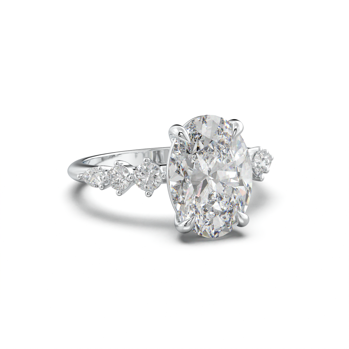Oval Pear-Accent Engagement Ring