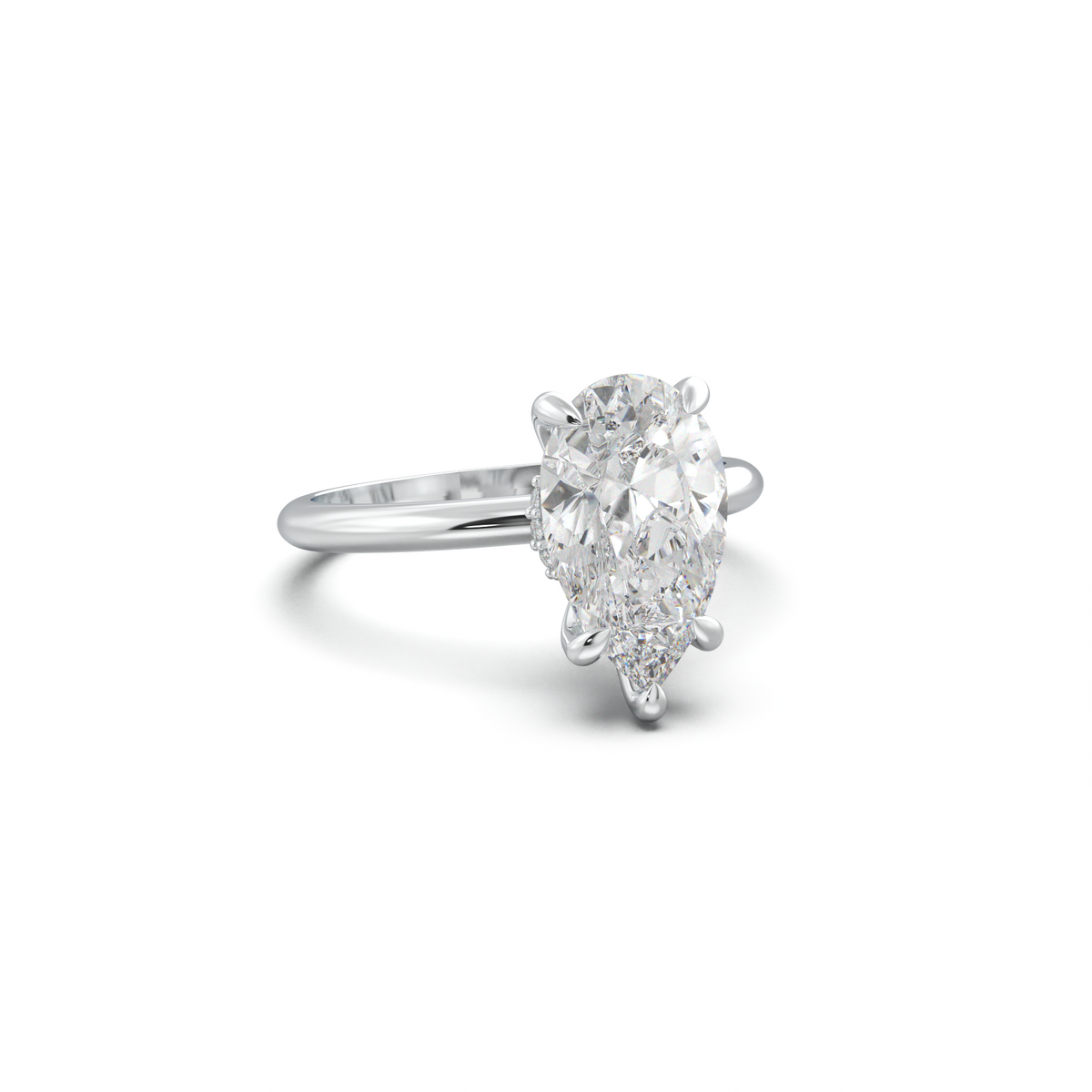 Pear Hidden Halo Engagement Ring