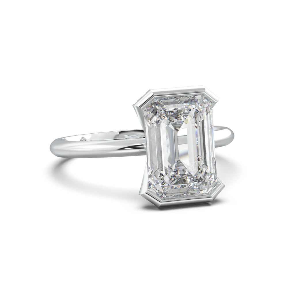 Emerald Hidden Halo Engagement Ring
