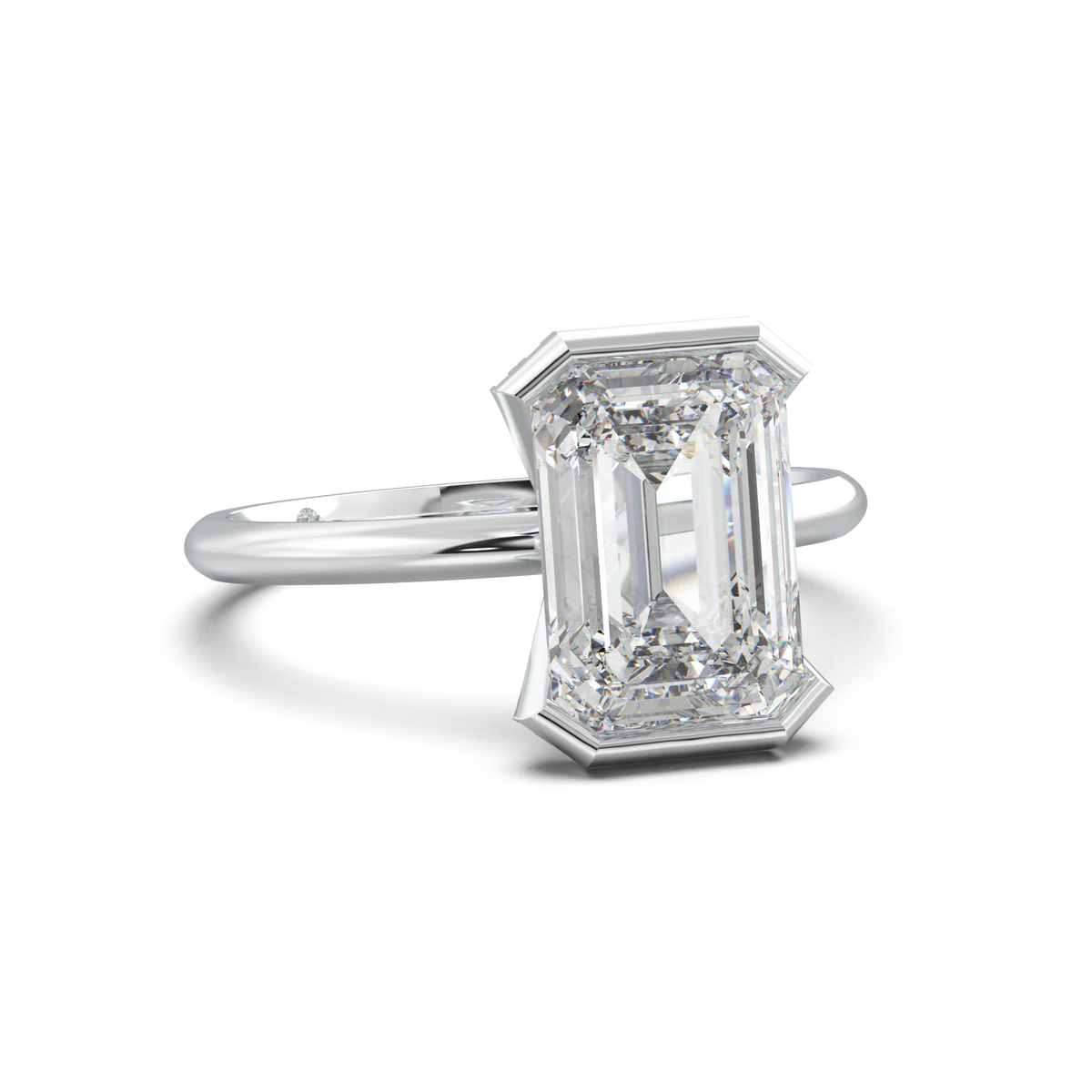 Emerald Hidden Halo Engagement Ring