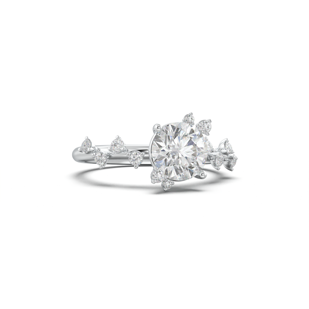 Round Botanical Accent Engagement Ring