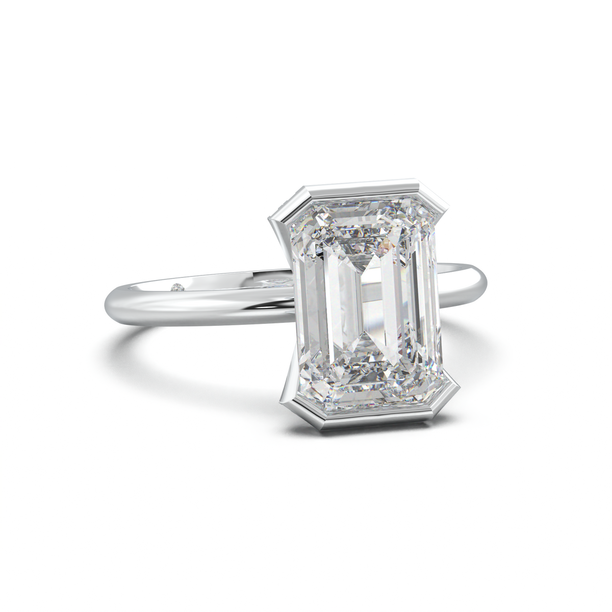 Emerald Hidden Halo Engagement Ring