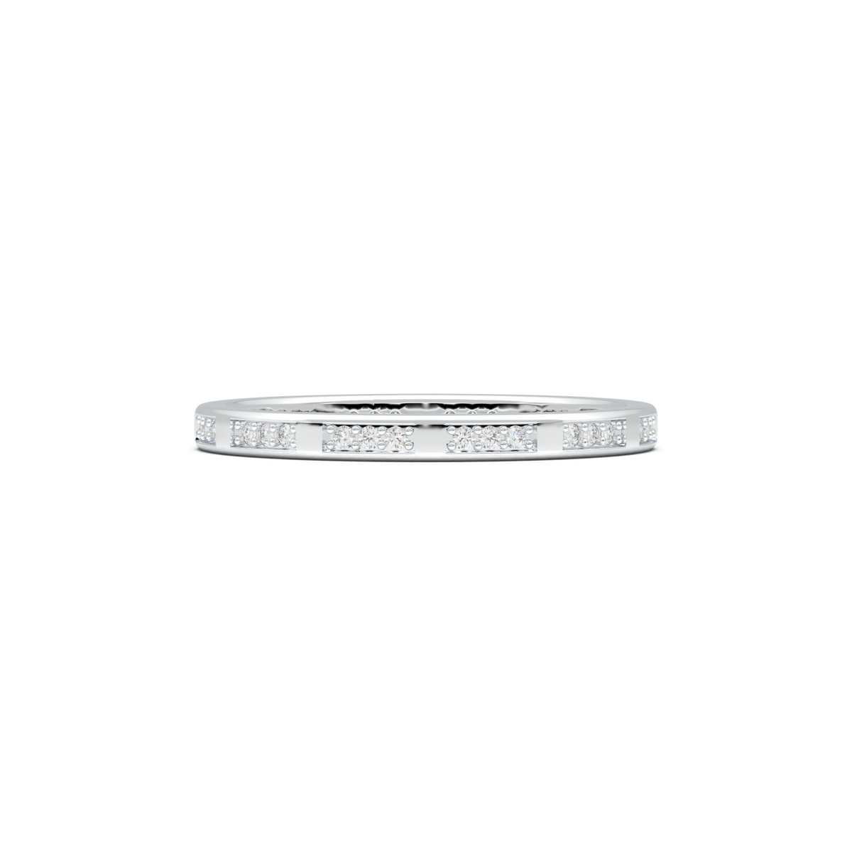 Geometric Round Diamond Wedding Band