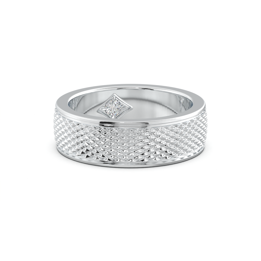 Diamond-Cut Textured Men's Wedding Band