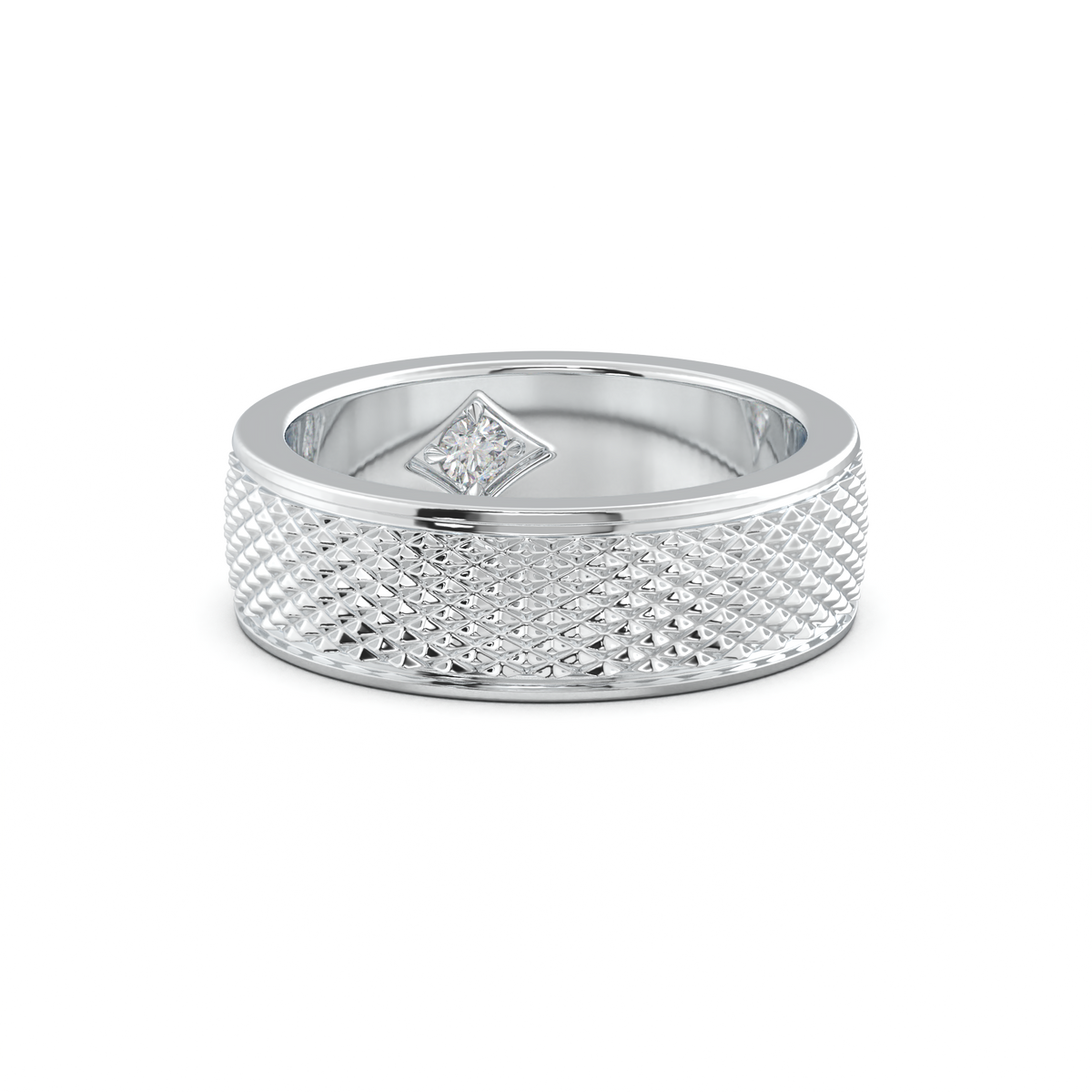 Diamond-Cut Textured Men's Wedding Band
