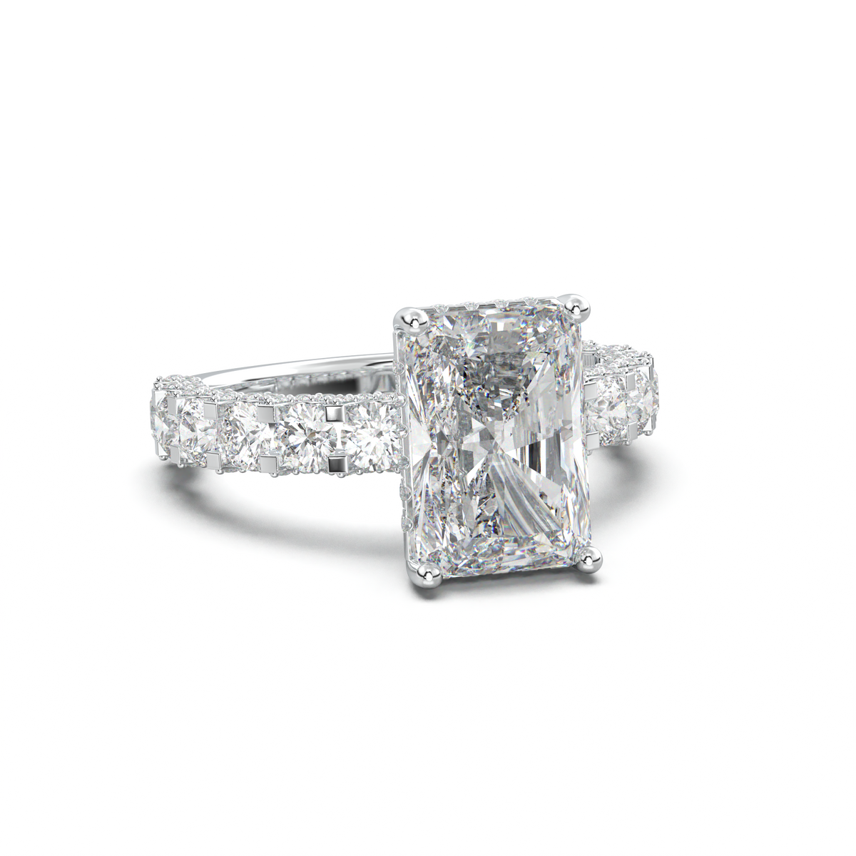 Radiant Diamond Band Engagement Ring