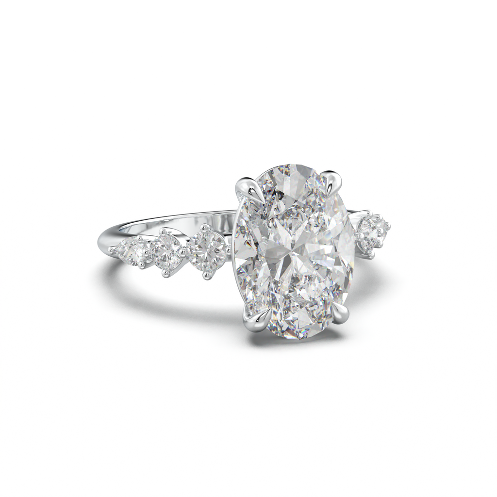 Oval Pear-Accent Engagement Ring