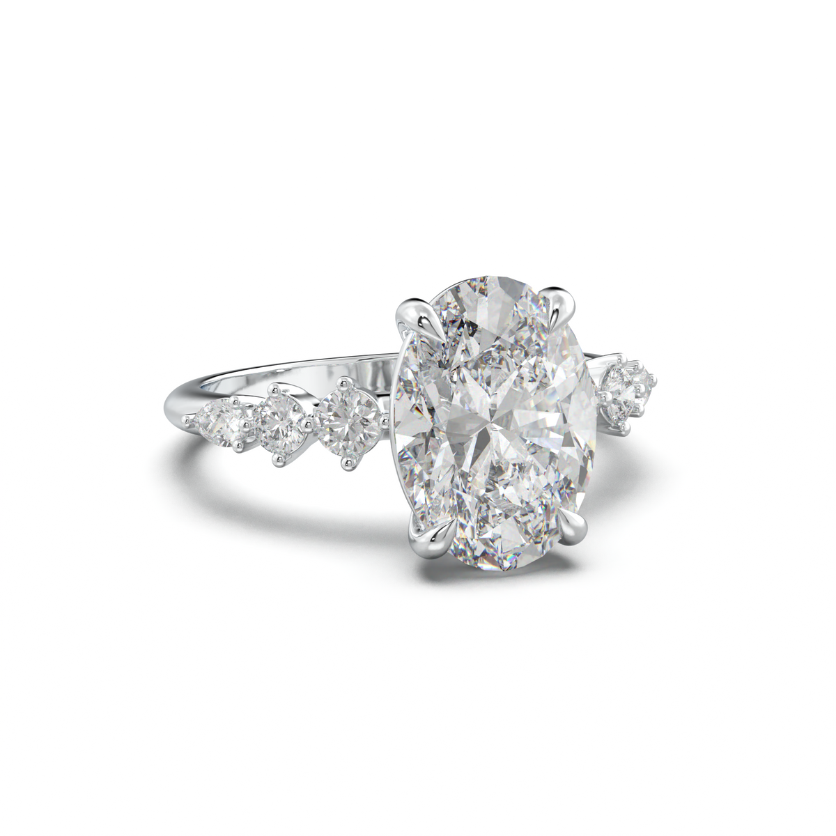 Oval Pear-Accent Engagement Ring
