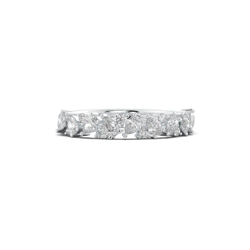 Alternating Pear & Round Half-Eternity Wedding Band