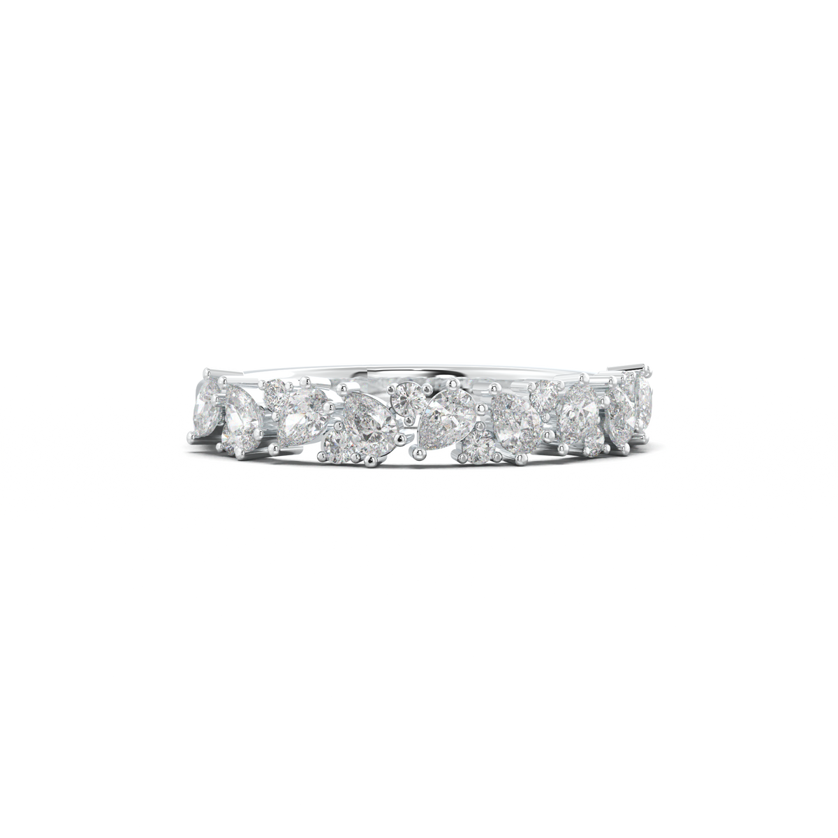 Alternating Pear & Round Half-Eternity Wedding Band